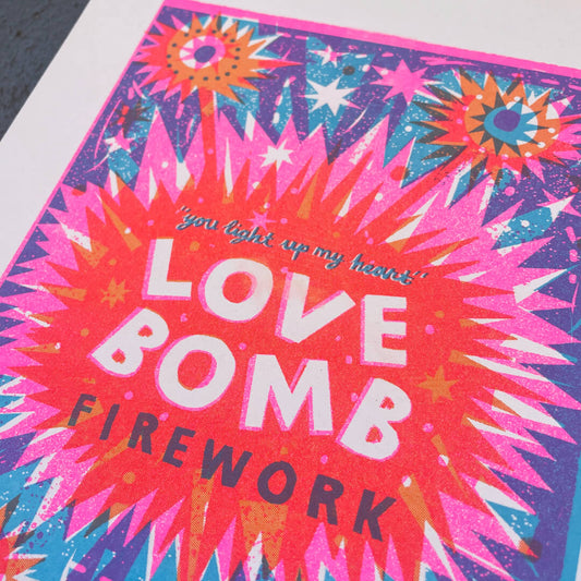 Love Bomb Firework A4 Riso Print