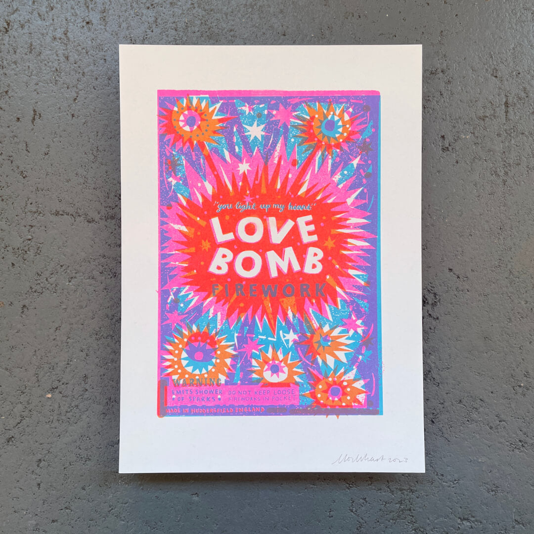 Love Bomb Firework A4 Riso Print