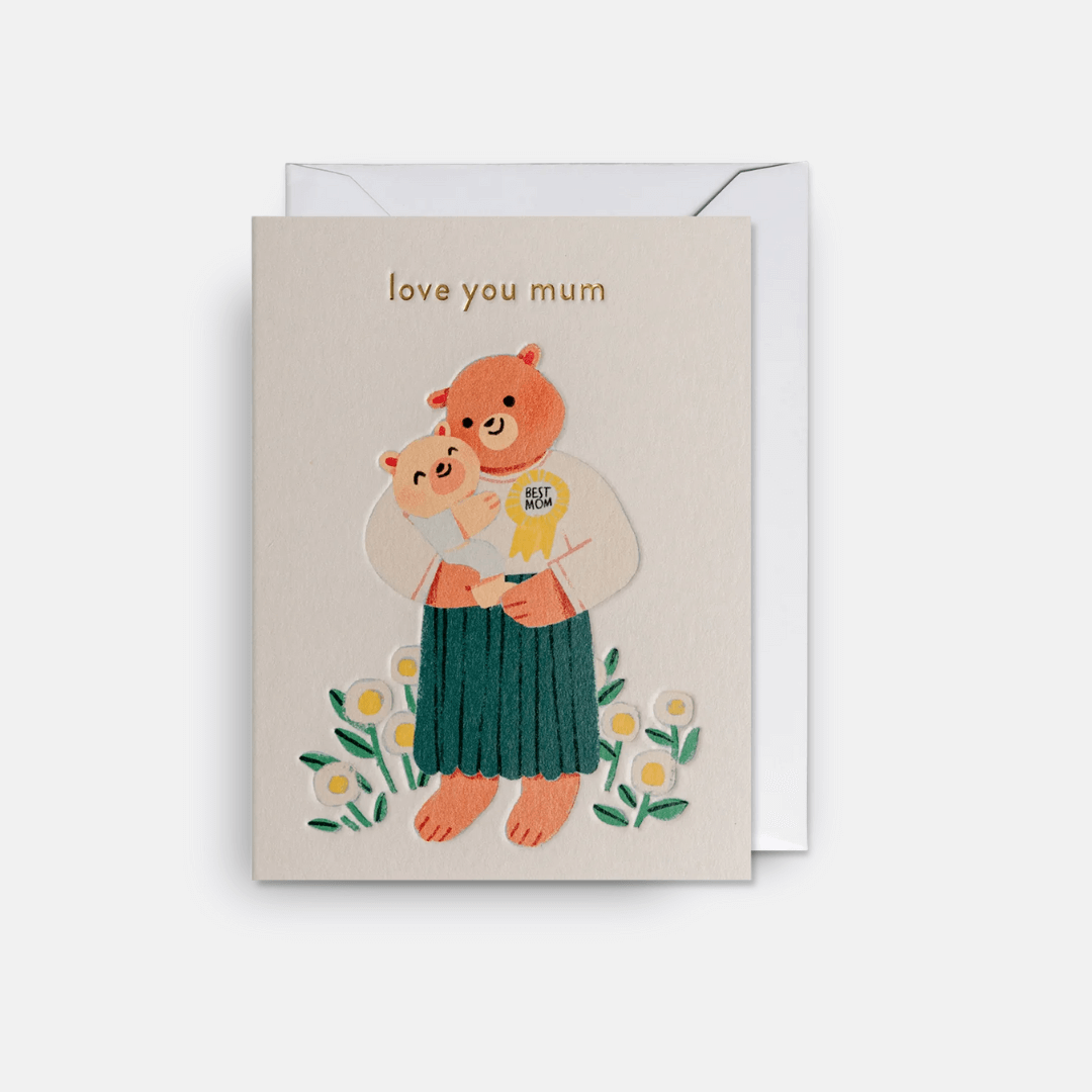 Love You Mum Bear Mini Greetings Card