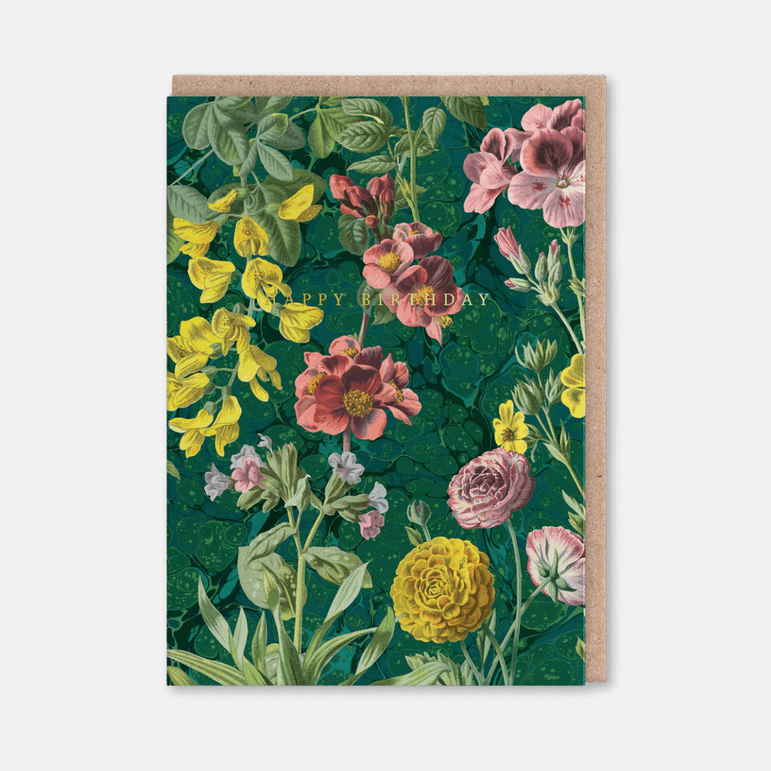 Marble Botanicals Birthday Greetings Card