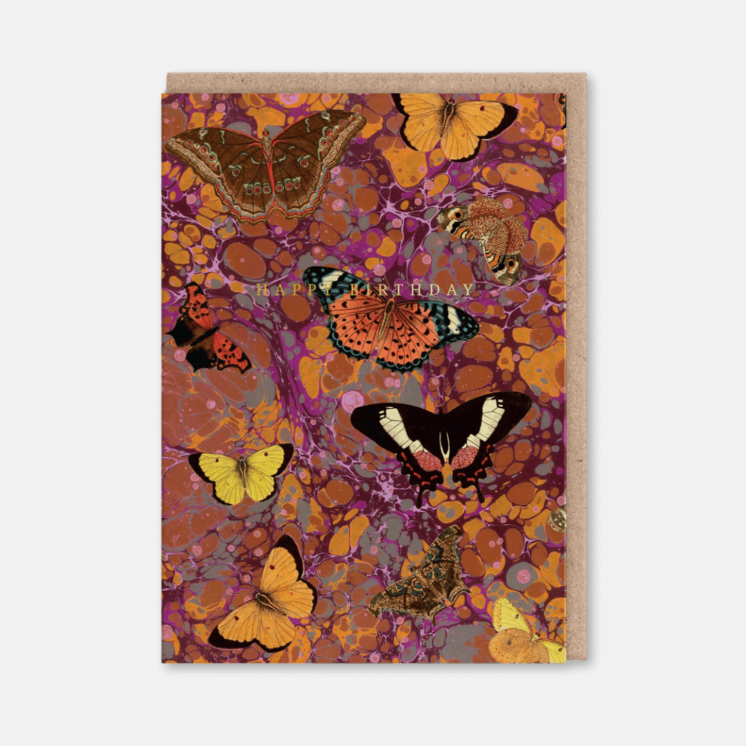 Marble Butterfly Birthday Greetings Card