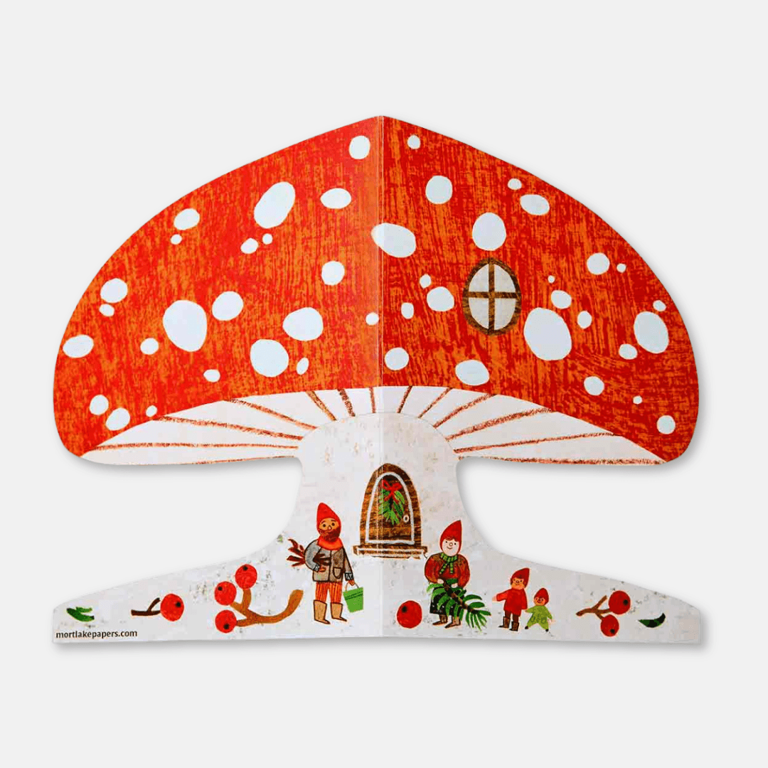 Snowy Mushroom Shaped Greetings Card