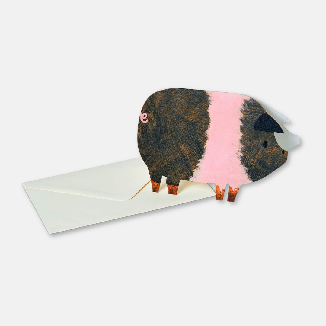 Striped Pig Birthday Greetings Card
