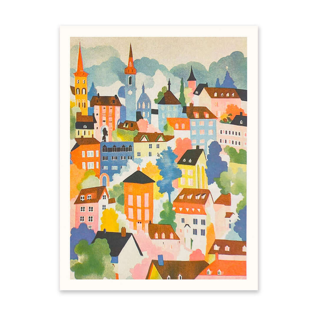 Mountain Village A5 Riso Art Print