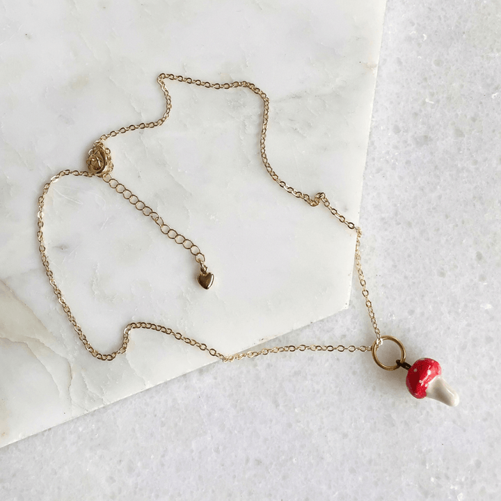 Ceramic Toadstool Pendant Necklace