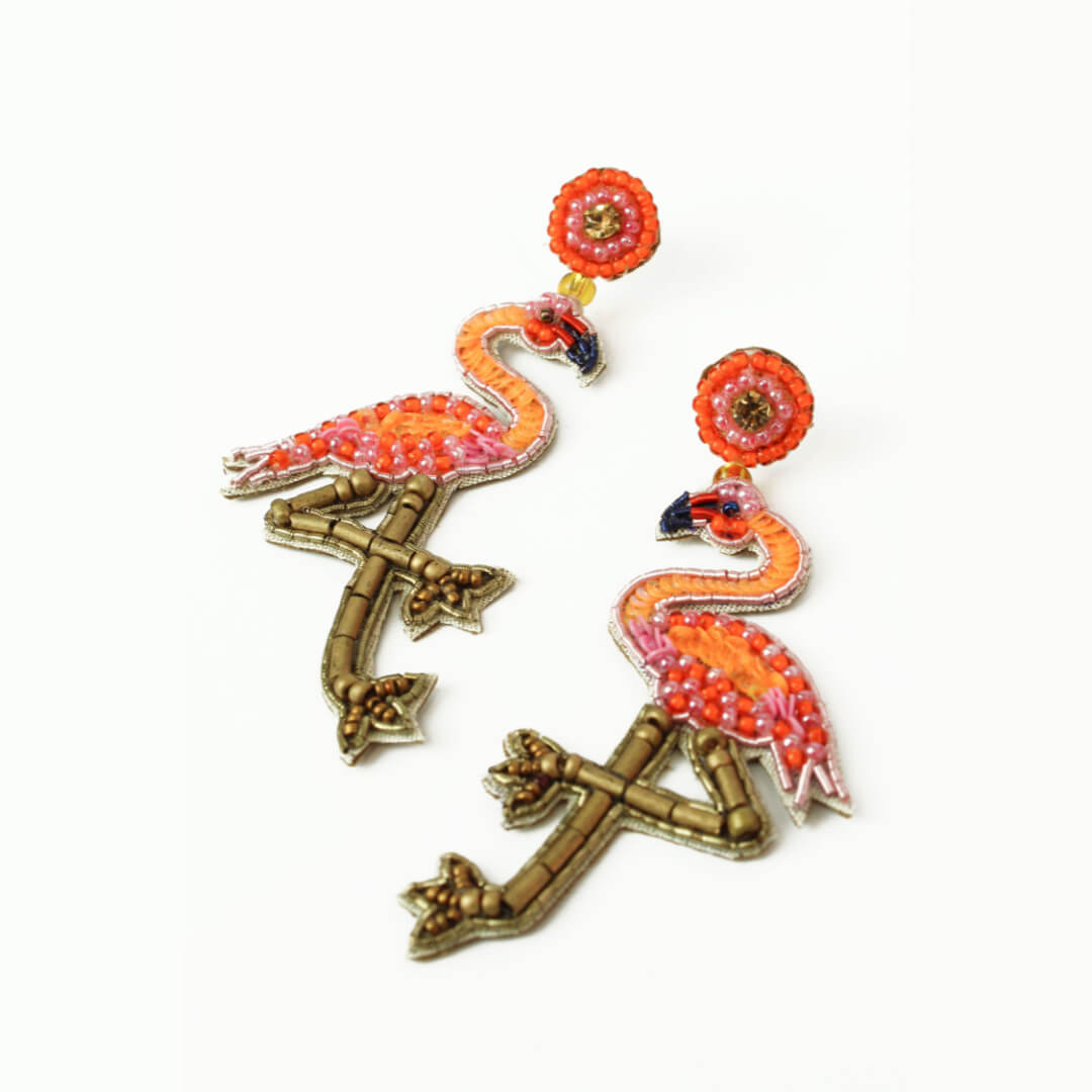 Flamingo Beaded Earrings