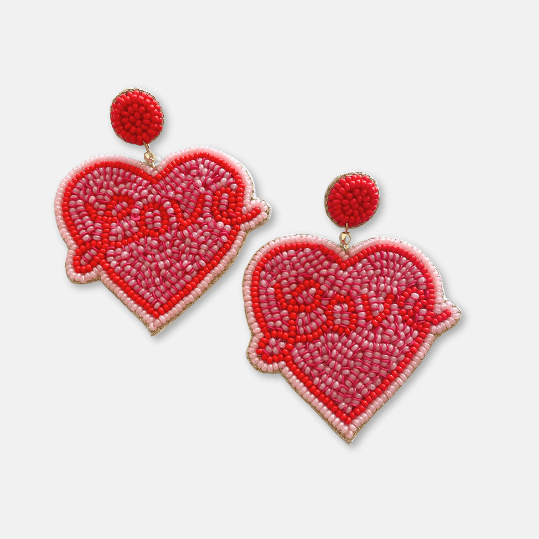 Love Heart Beaded Earrings