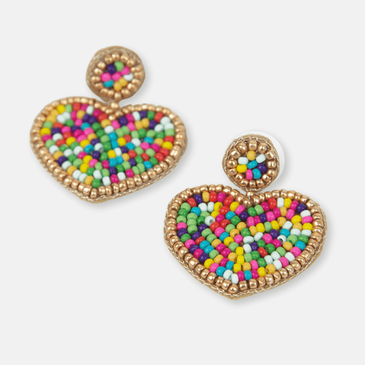 Confetti Beaded Heart Earrings