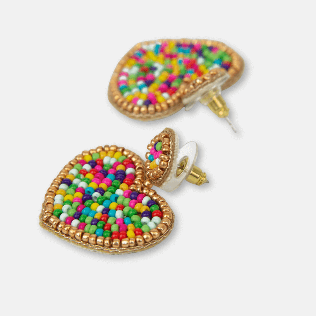 Confetti Beaded Heart Earrings