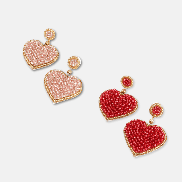 Beaded Heart Earrings