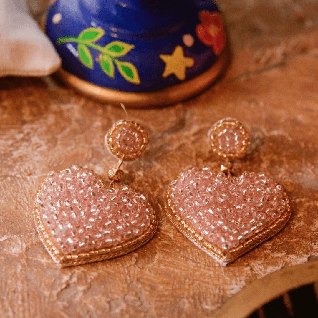 Beaded Heart Earrings