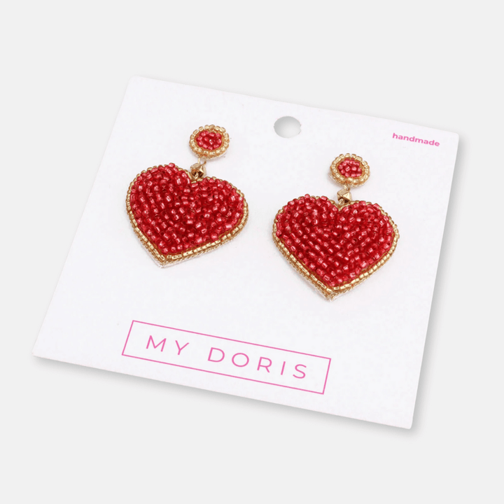 Beaded Heart Earrings