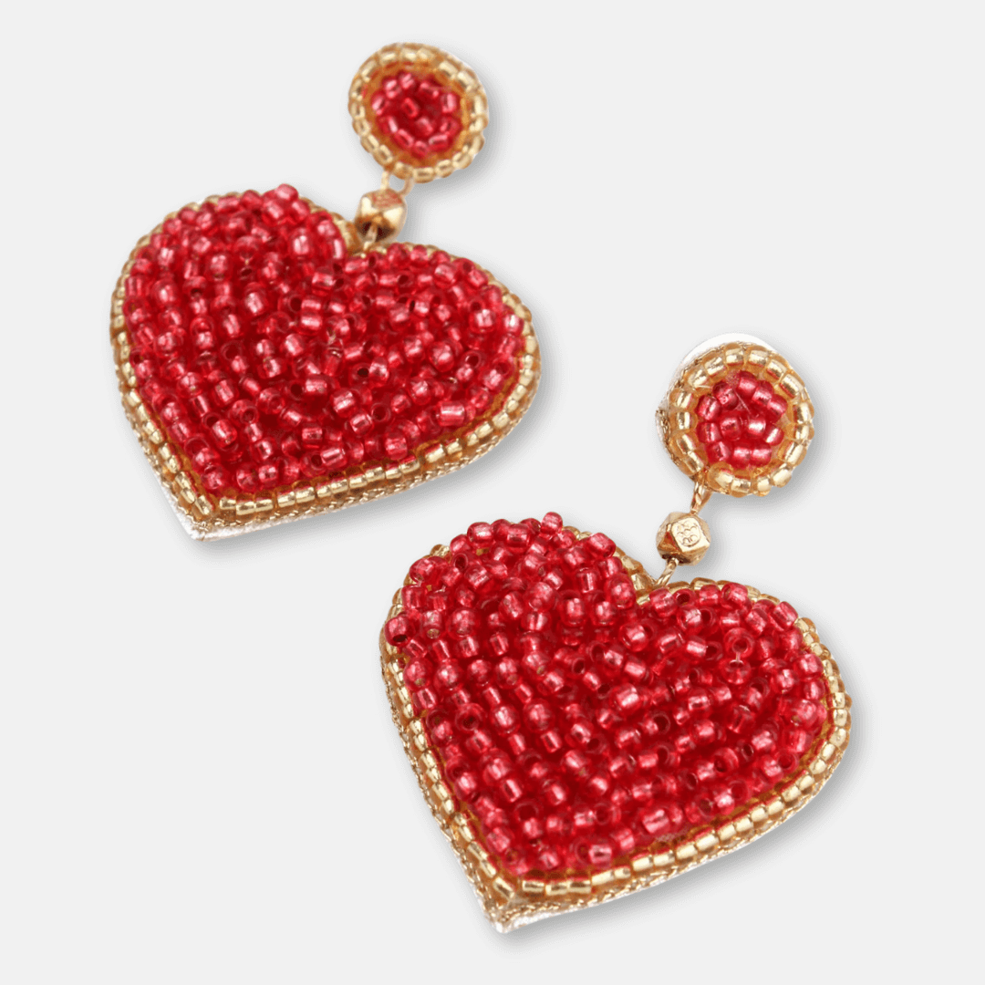 Beaded Heart Earrings