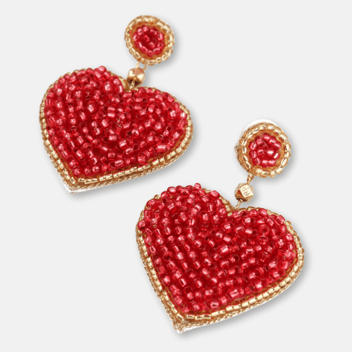 Beaded Heart Earrings