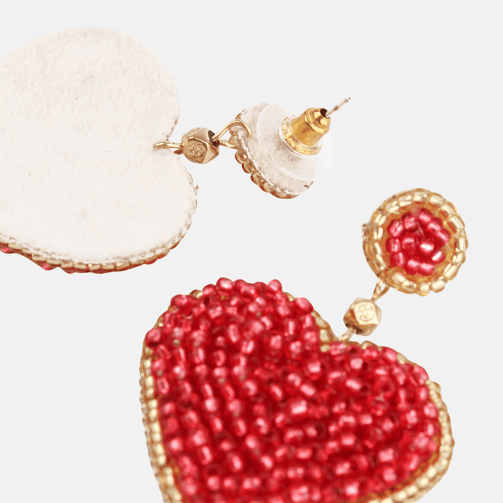 Beaded Heart Earrings