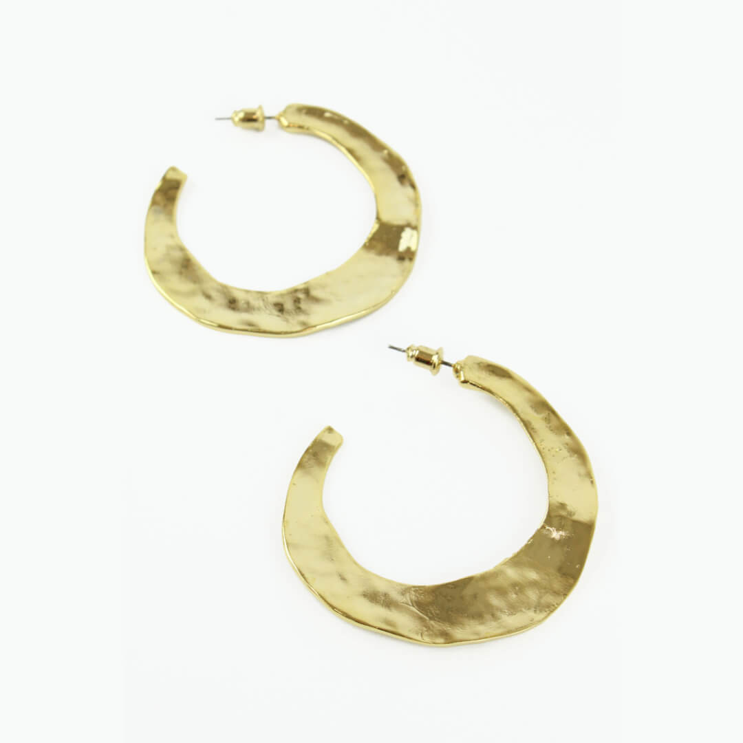 Large Gold Hammered Hoops