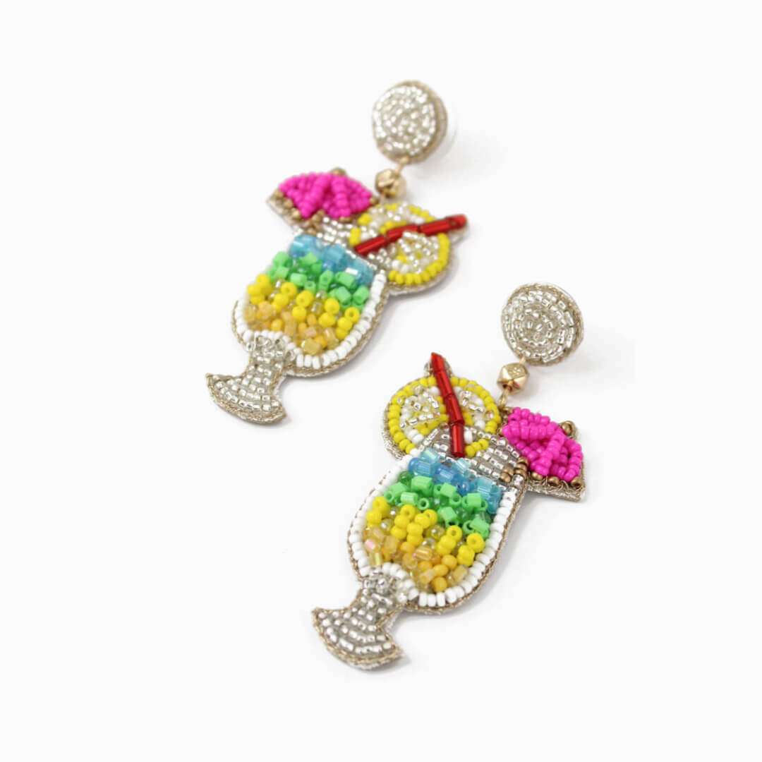 Piña Colada Cocktail Beaded Earrings