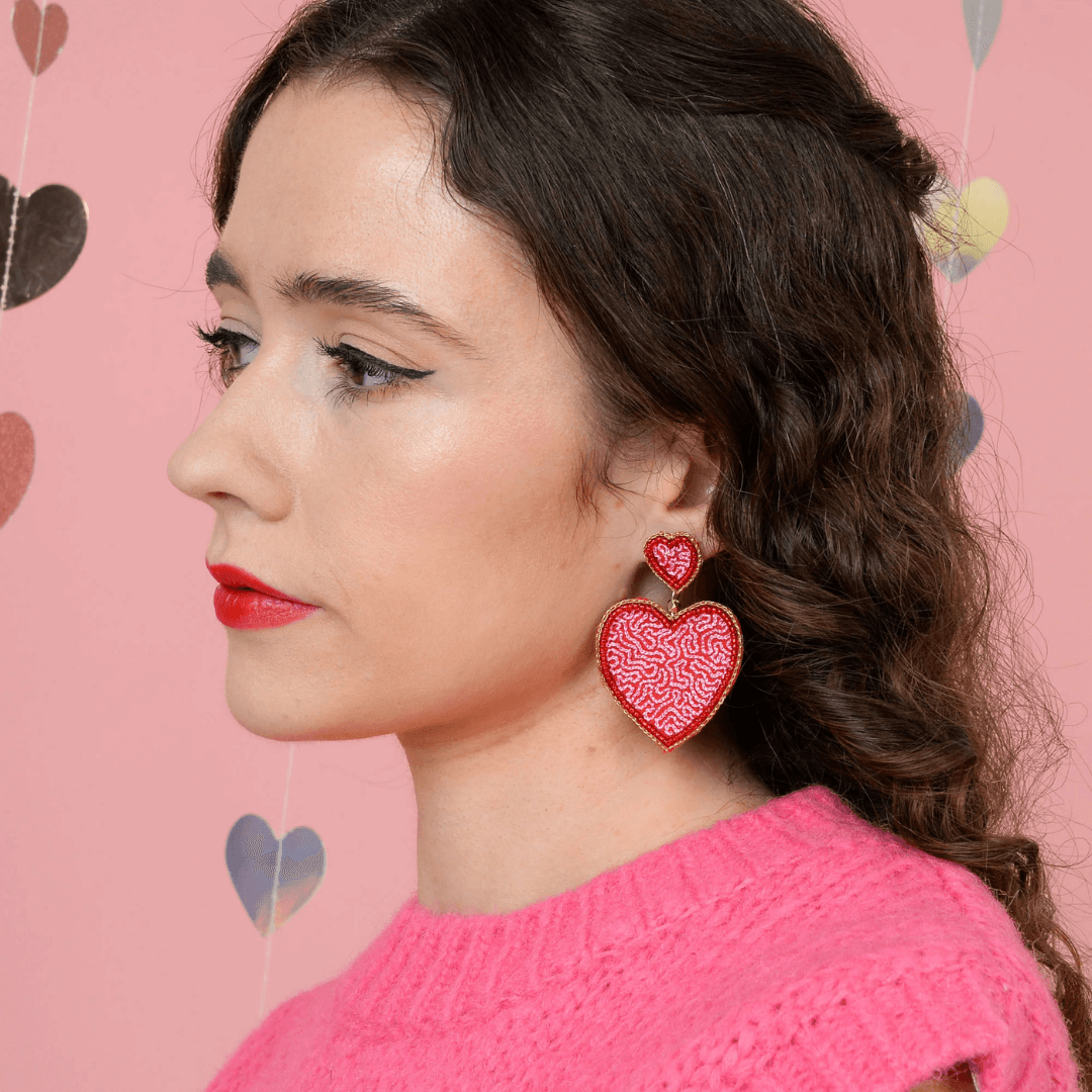 Pink Swirl Heart Earrings