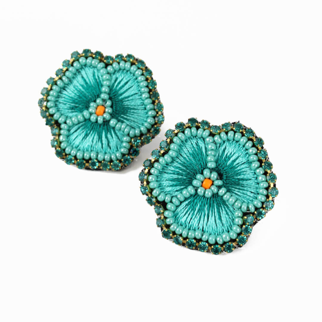 Turquoise Pansy Earrings