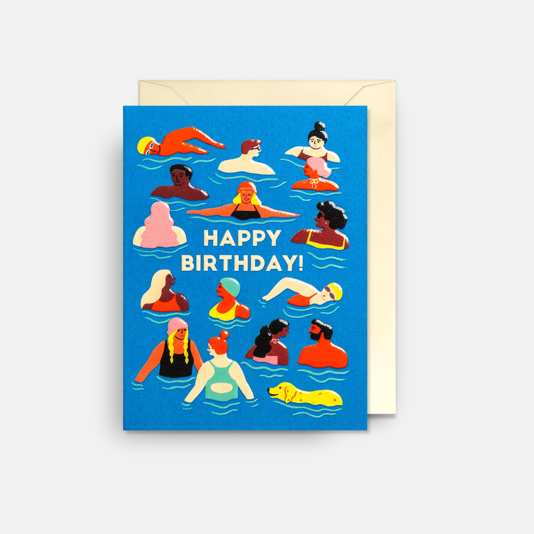 Happy Birthday Swimmers Mini Greetings Card