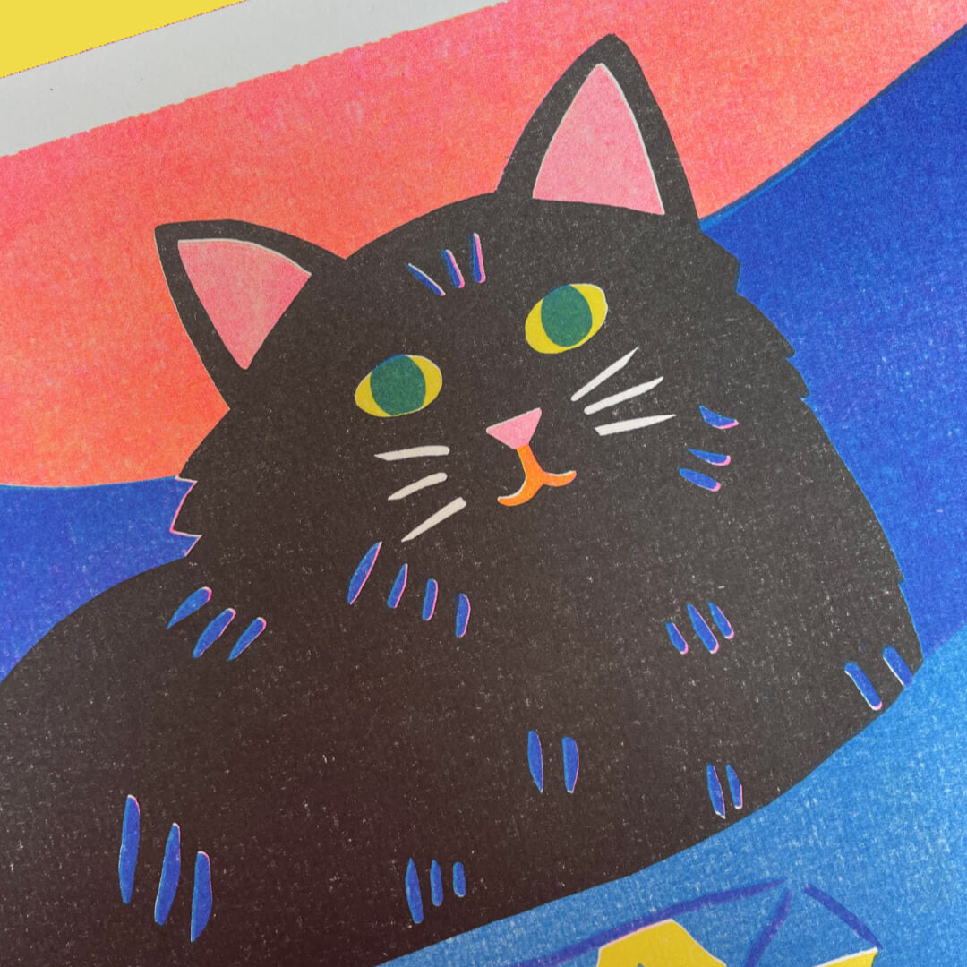 Black Cat Ikea Bag Riso Print