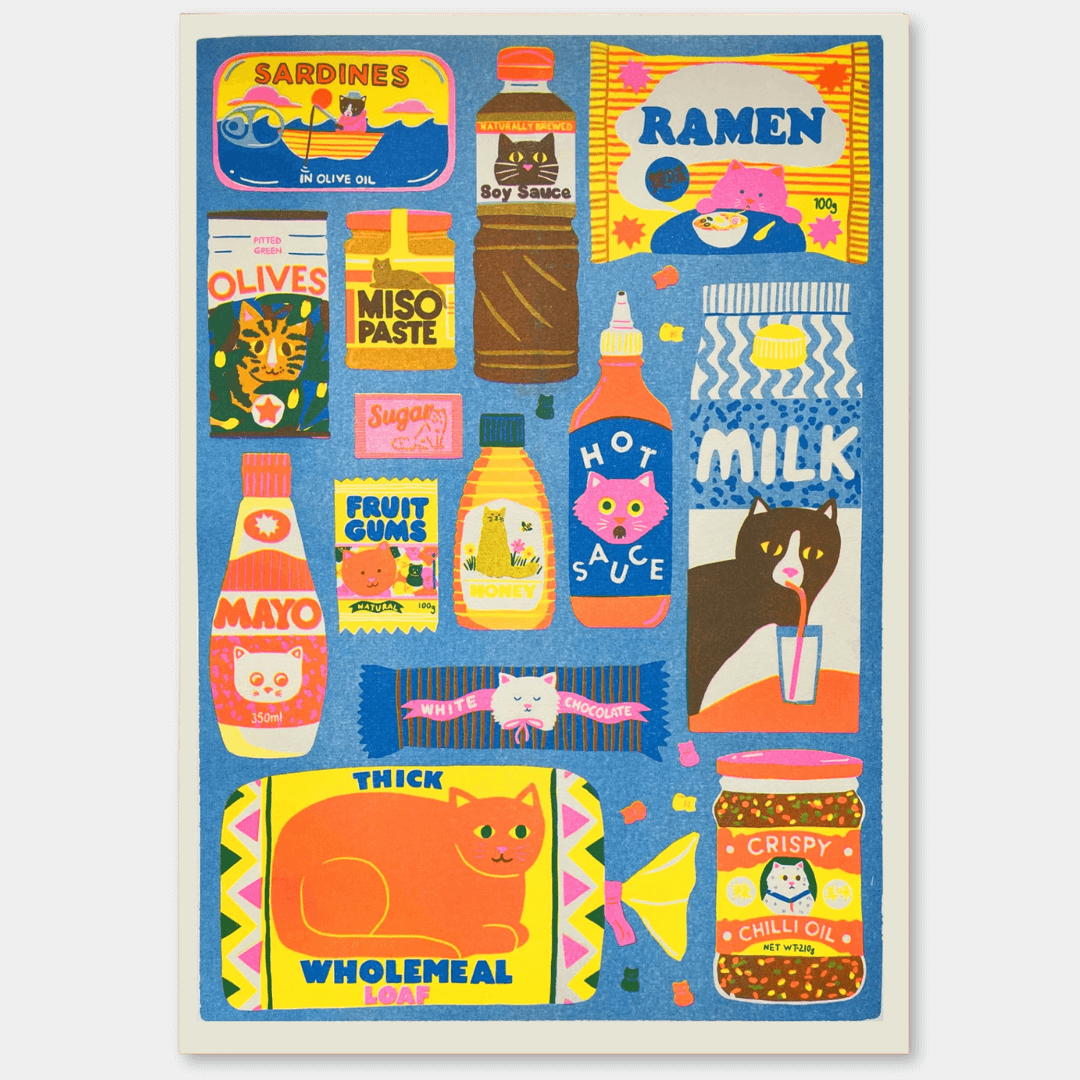 Cat Food A3 Riso Art Print