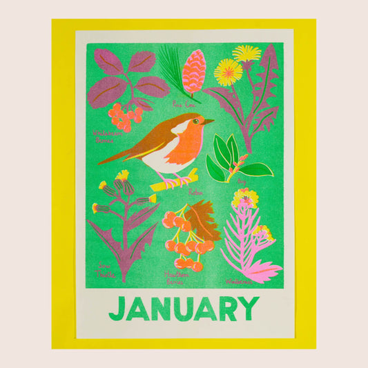 January Foraging Riso Print