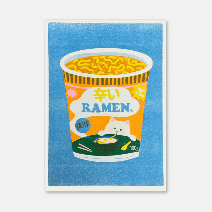 Kitty Ramen A4 Riso Print
