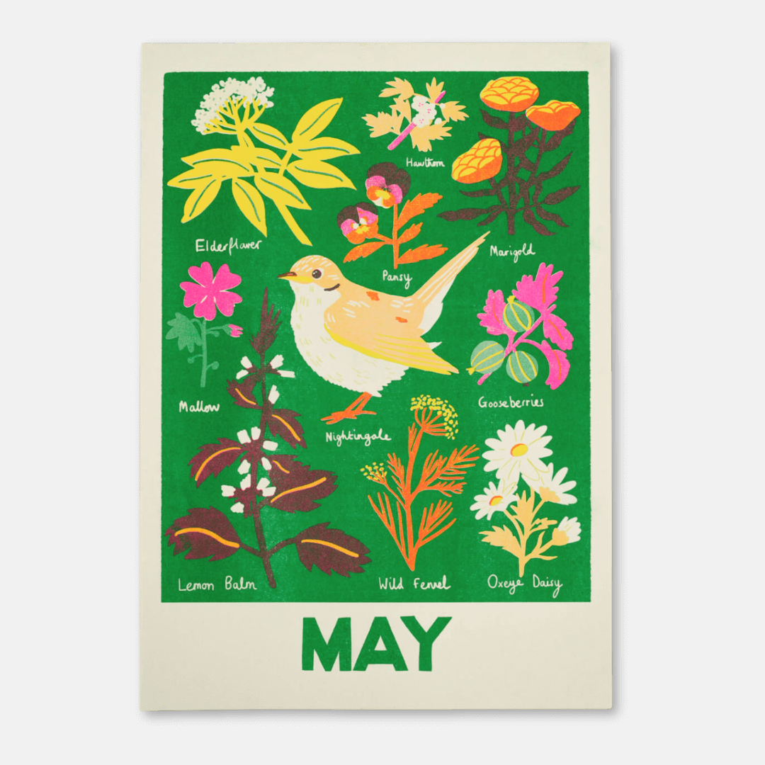 May Foraging Riso Print