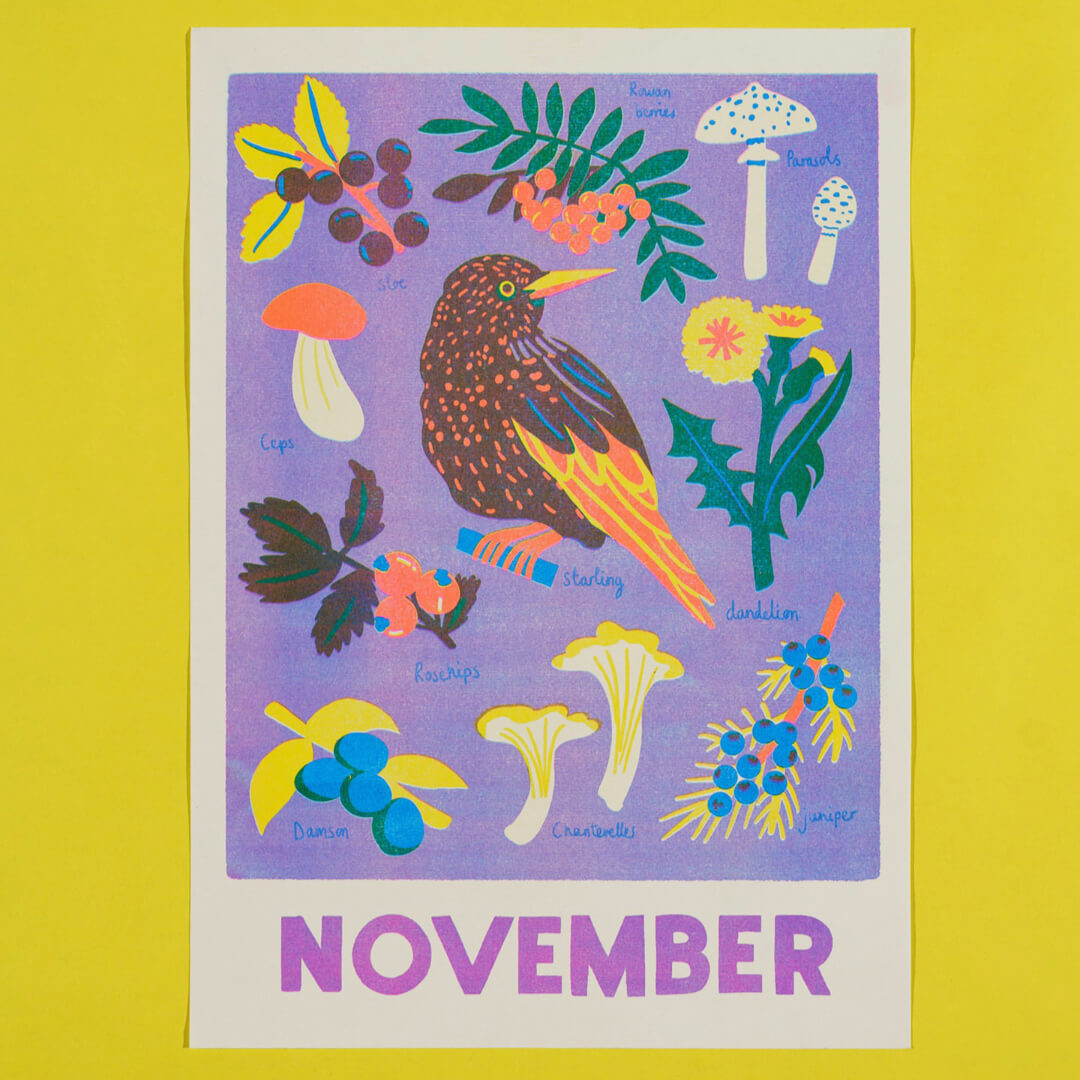 November Foraging Riso Print
