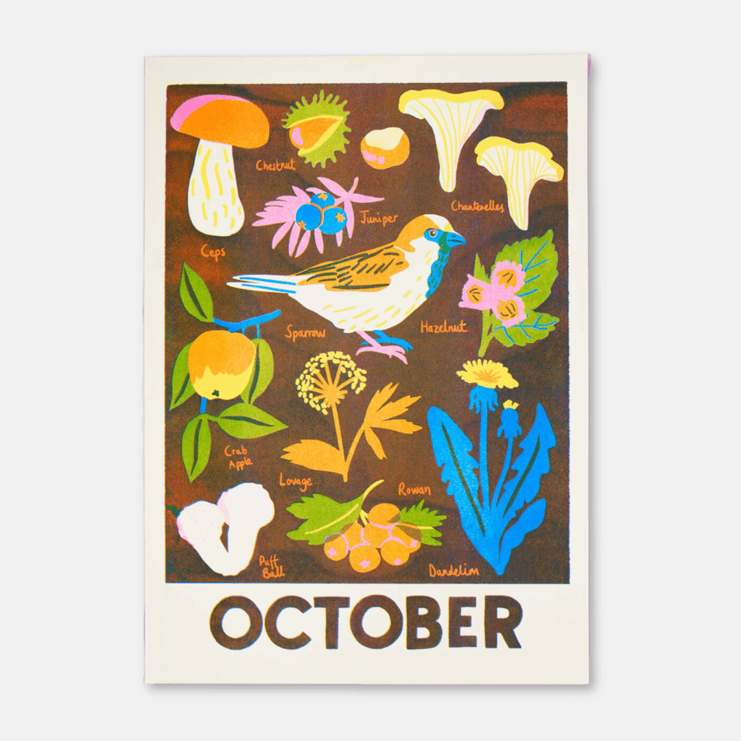 October Foraging Riso Print