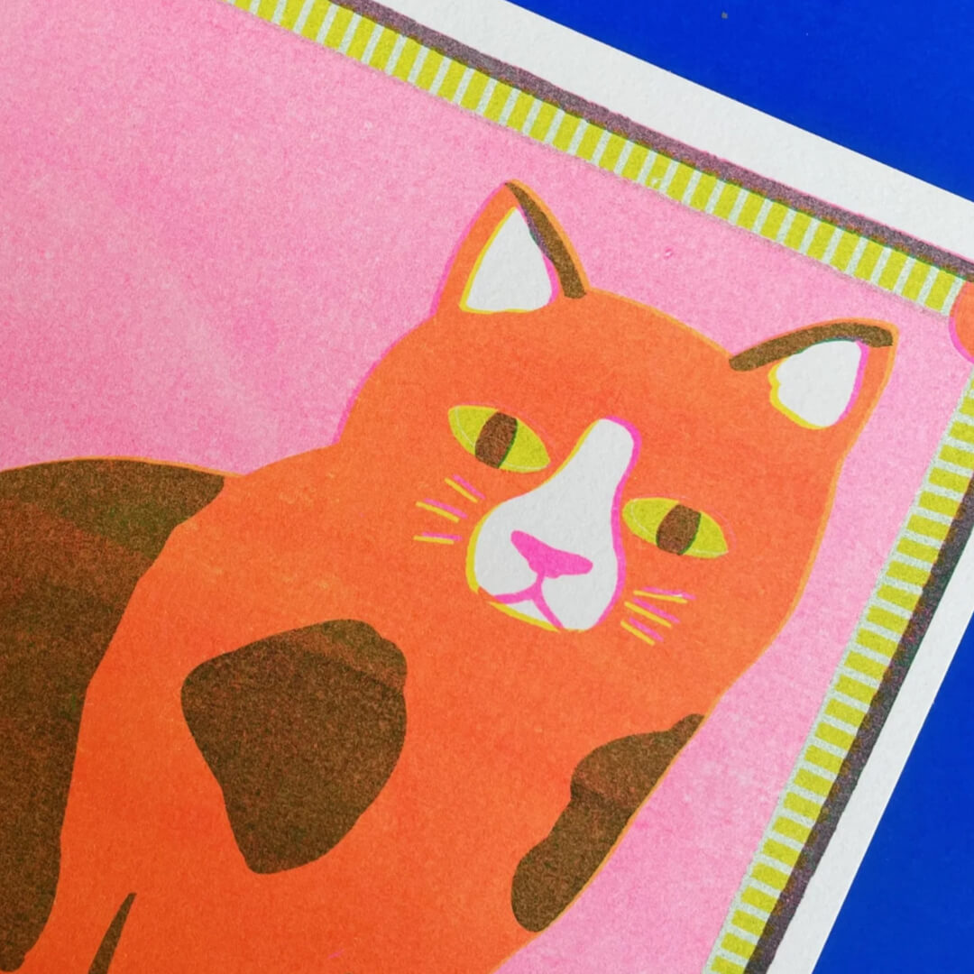 Orange Cat Mini Riso Print