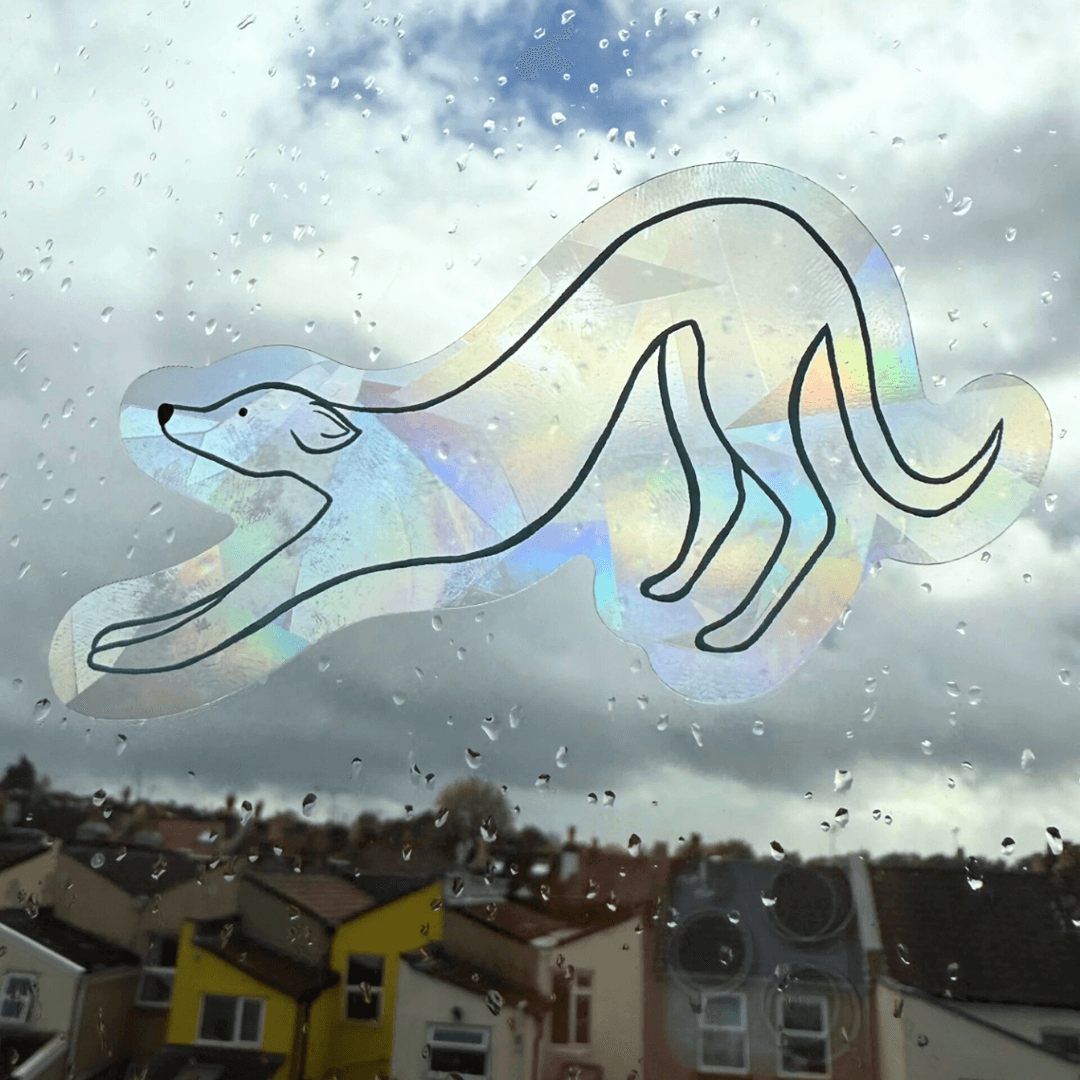 Stretching Dog Suncatcher Sticker