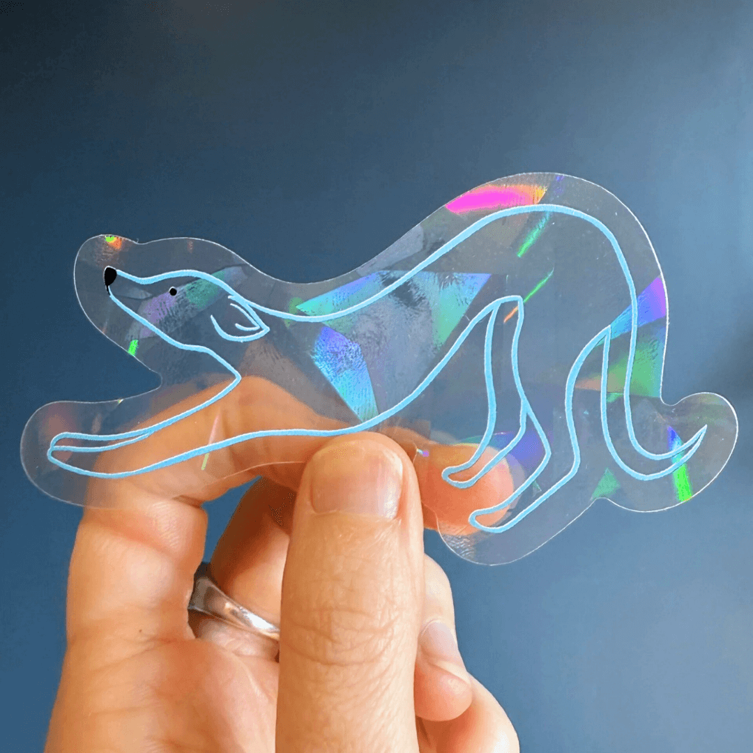 Stretching Dog Suncatcher Sticker