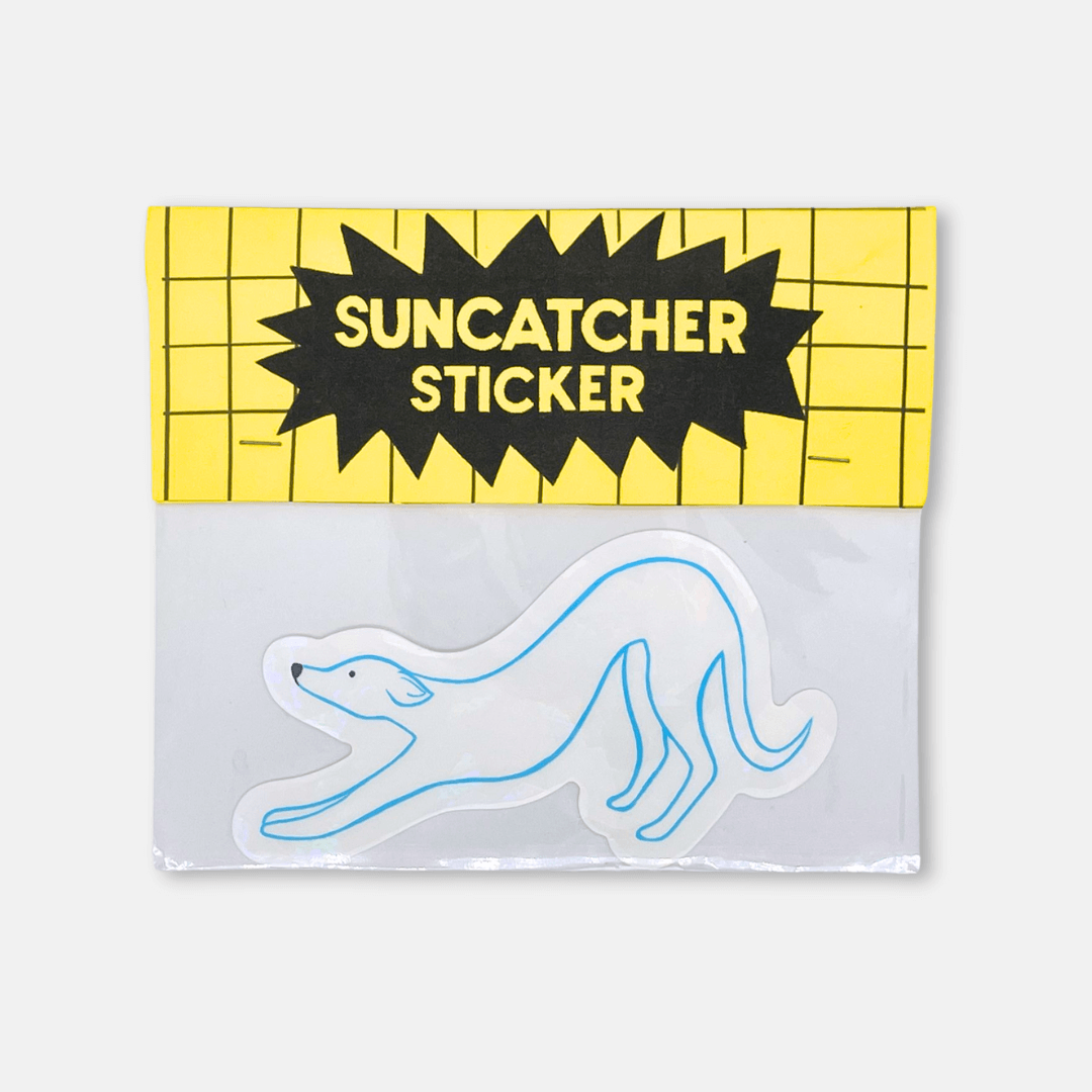 Stretching Dog Suncatcher Sticker
