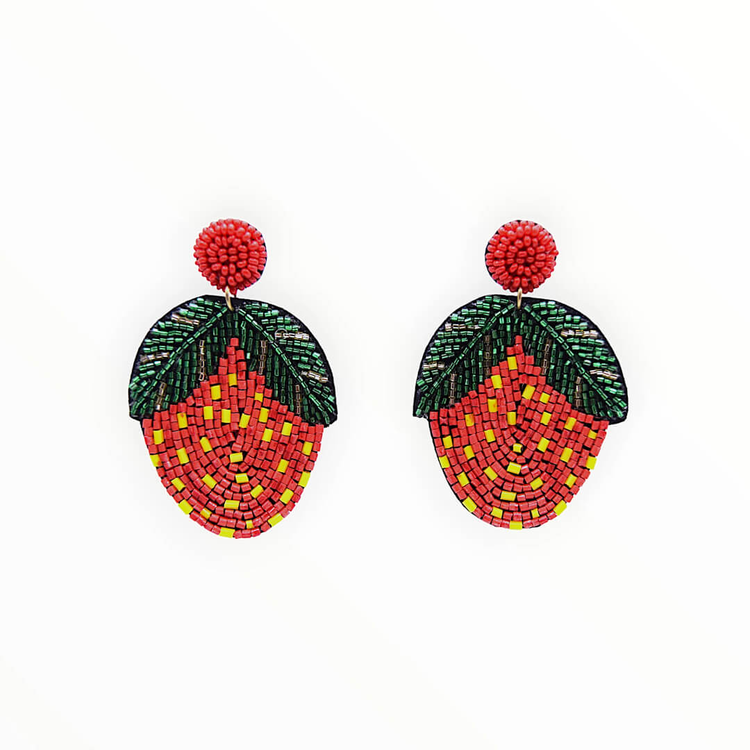 Beaded Strawberry Earrings