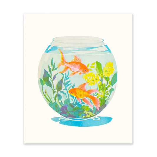 Neon Goldfish Riso Art Print