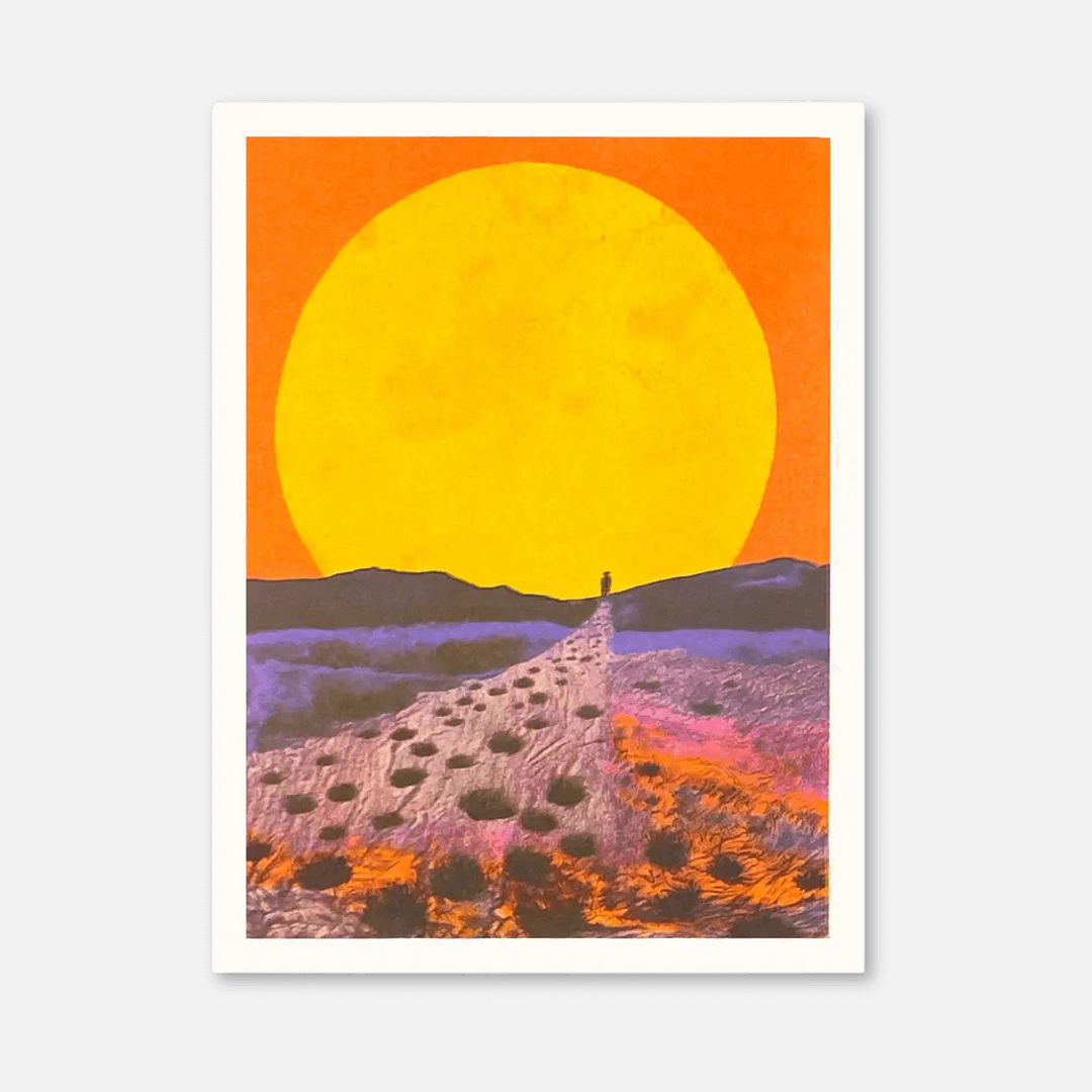 Red Sunset Landscape A5 Riso Art Print
