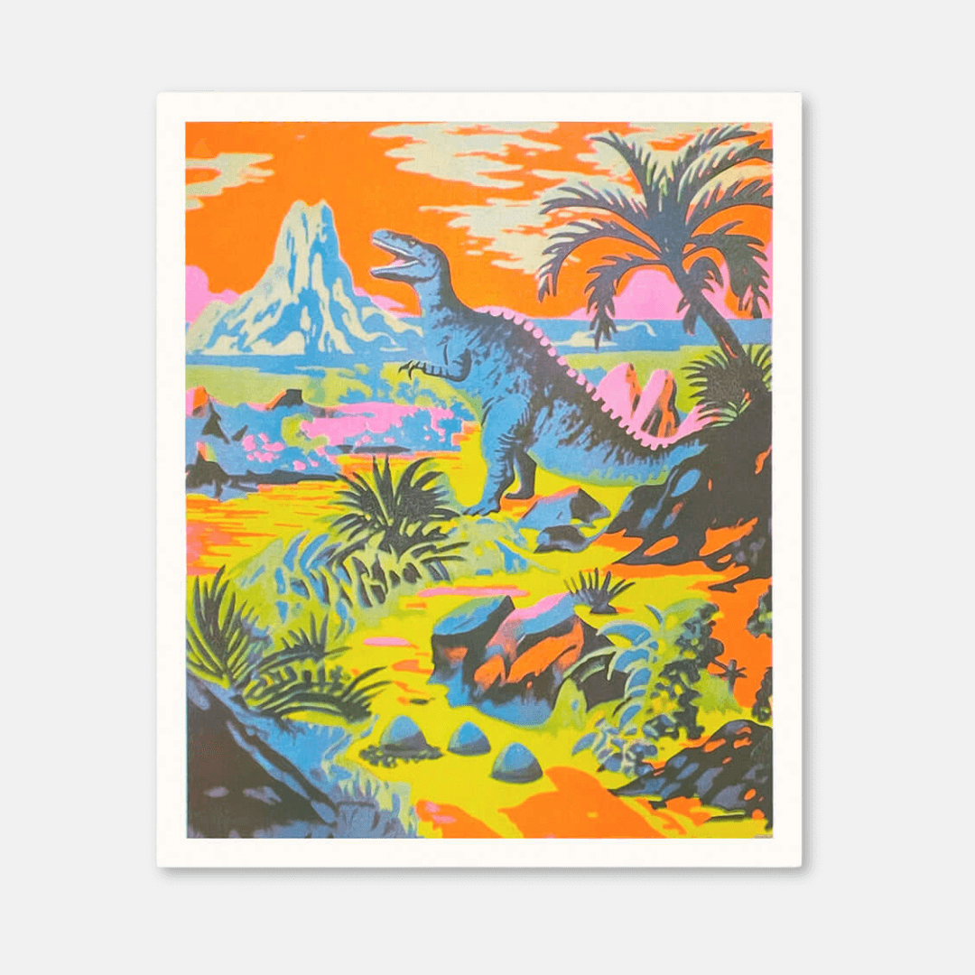 Neon Dinosaurs Riso Art Print