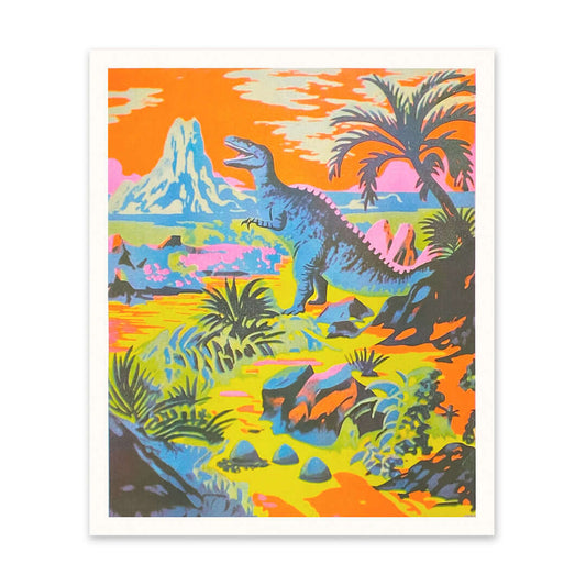 Neon Dinosaurs Riso Art Print