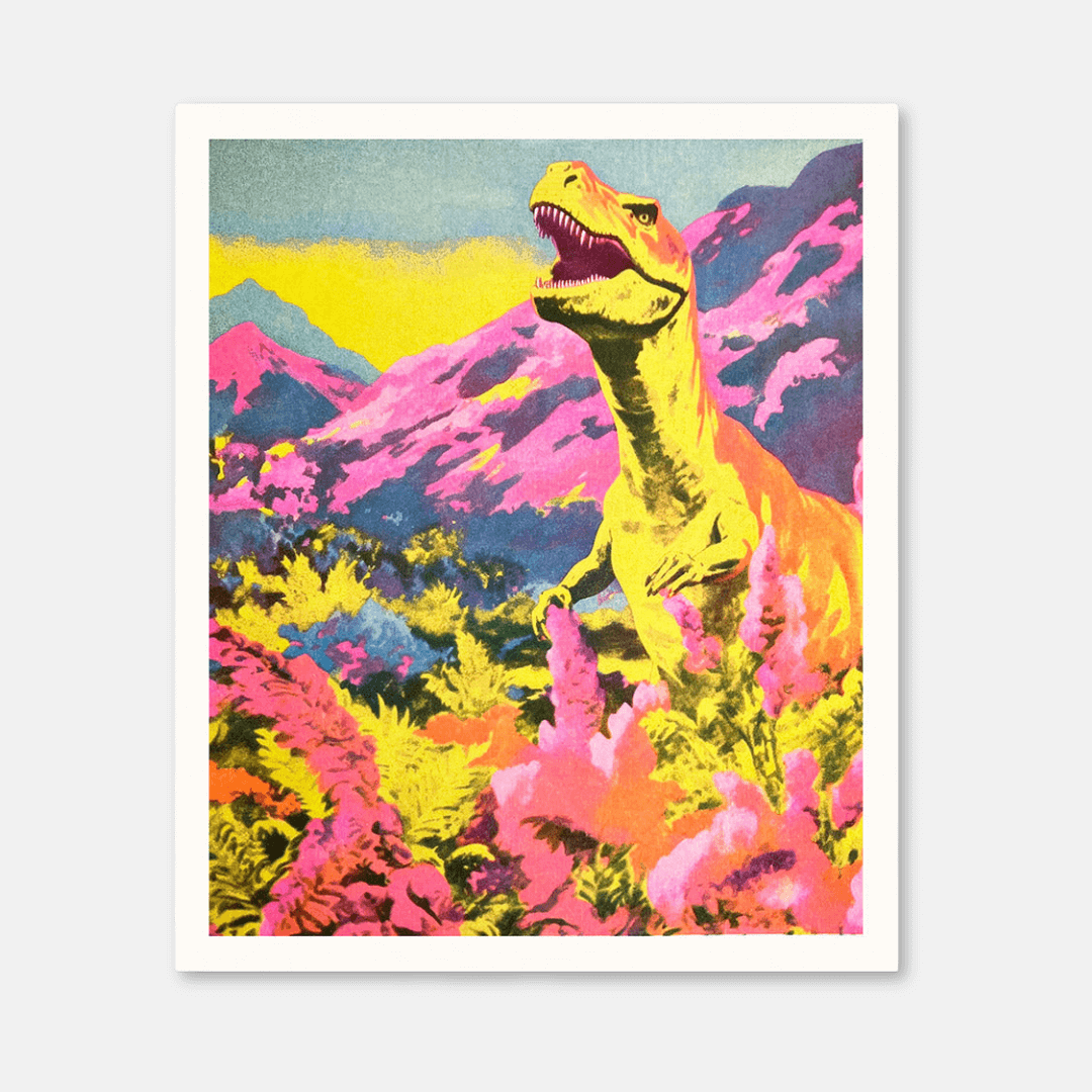 Neon T-Rex Riso Art Print