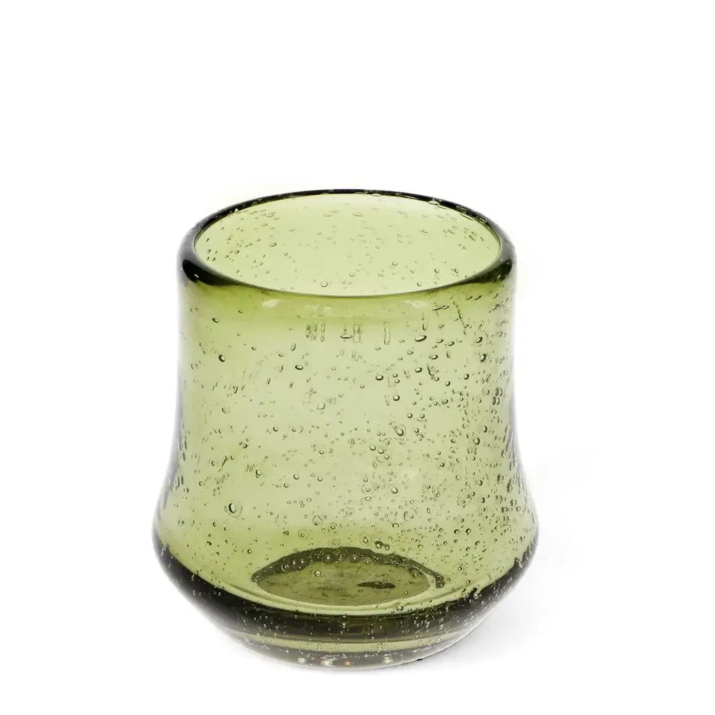 Olive Green Hand Blown Glass Tumbler