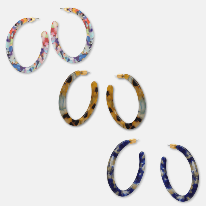 Oval Resin Hoop Earrings