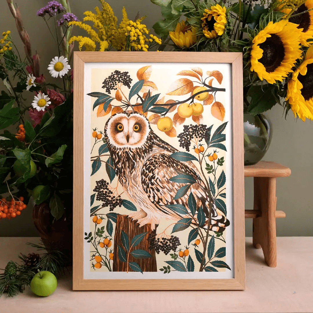 Autumn Owl A3 Risograph Print
