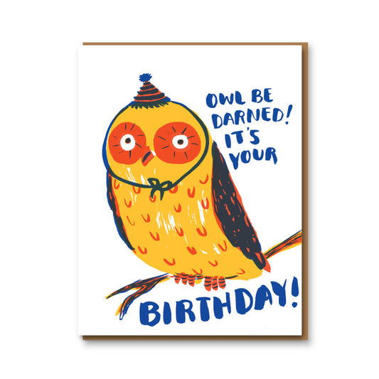 Owl Be Darned Birthday Greetings Card