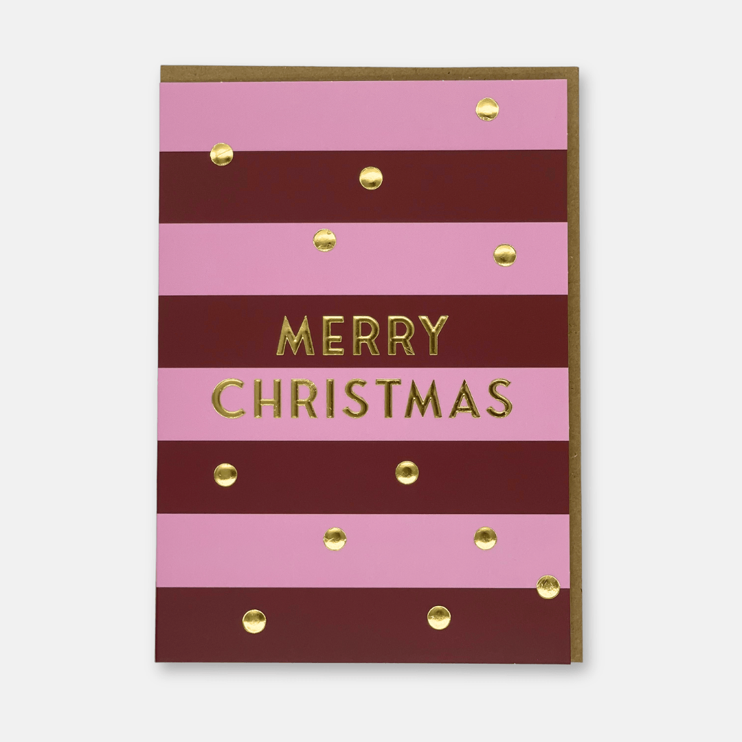 Striped Christmas Greetings Cards 9 Pack