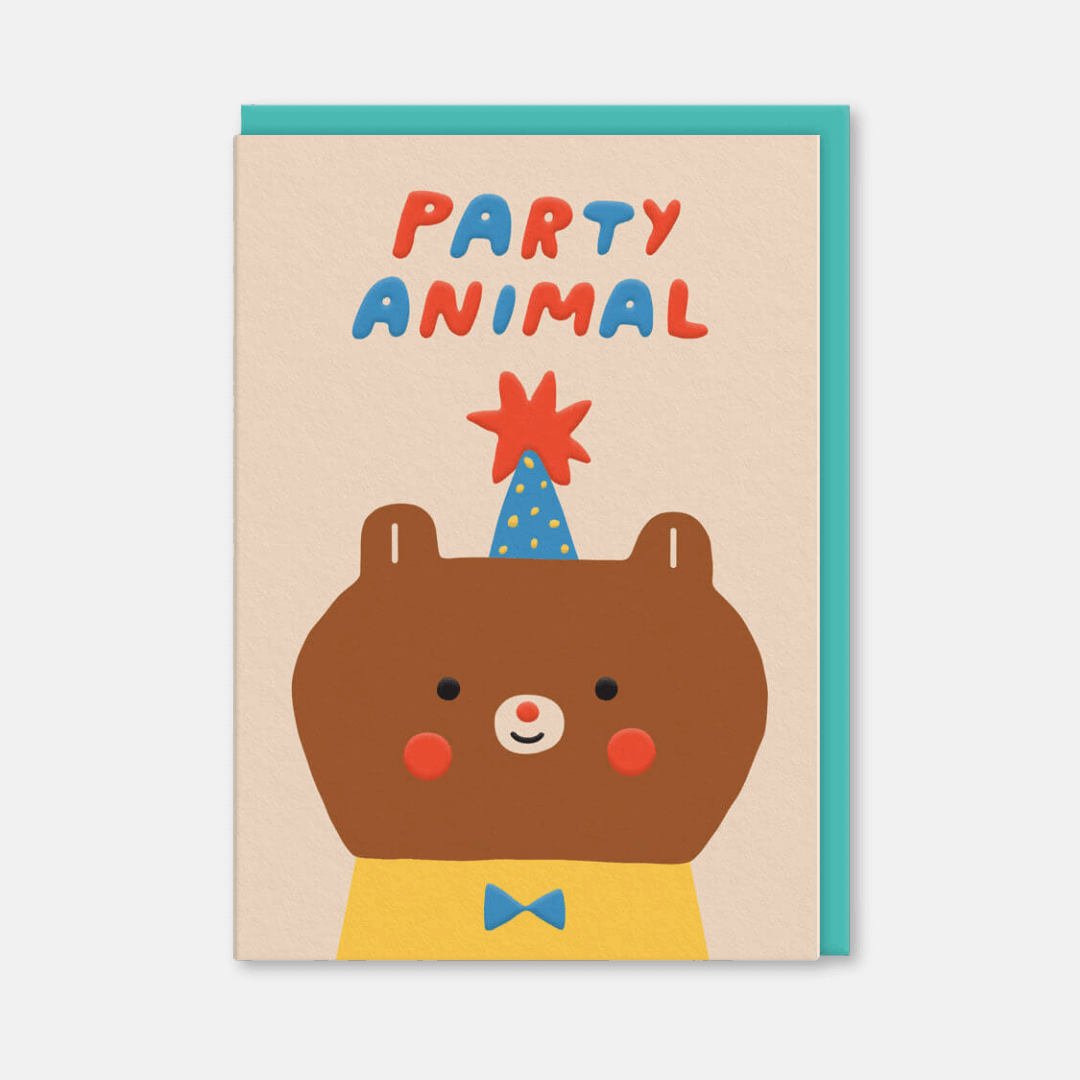 Party Animal Bear Birthday Greetings Card
