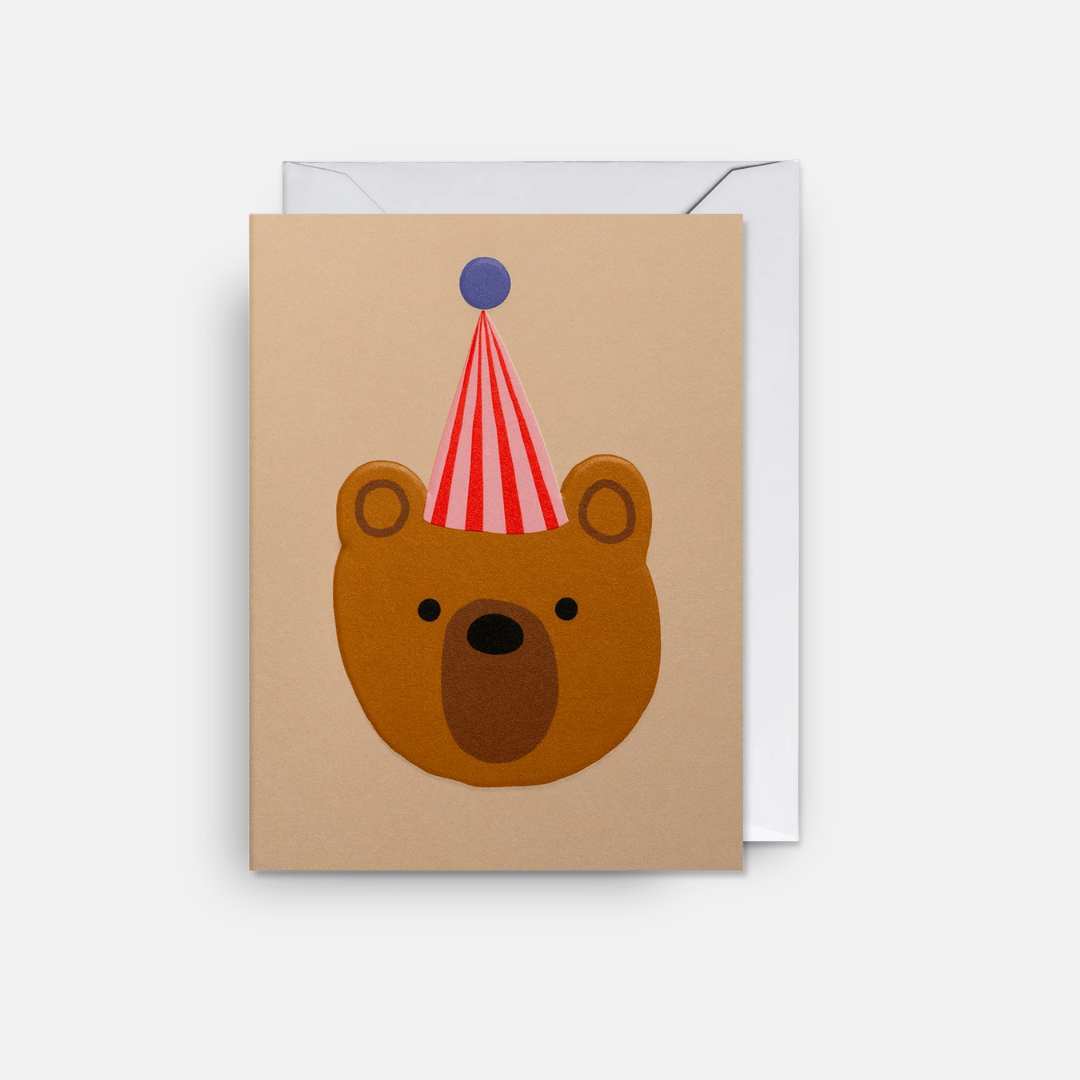 Party Hat Bear Mini Greetings Card