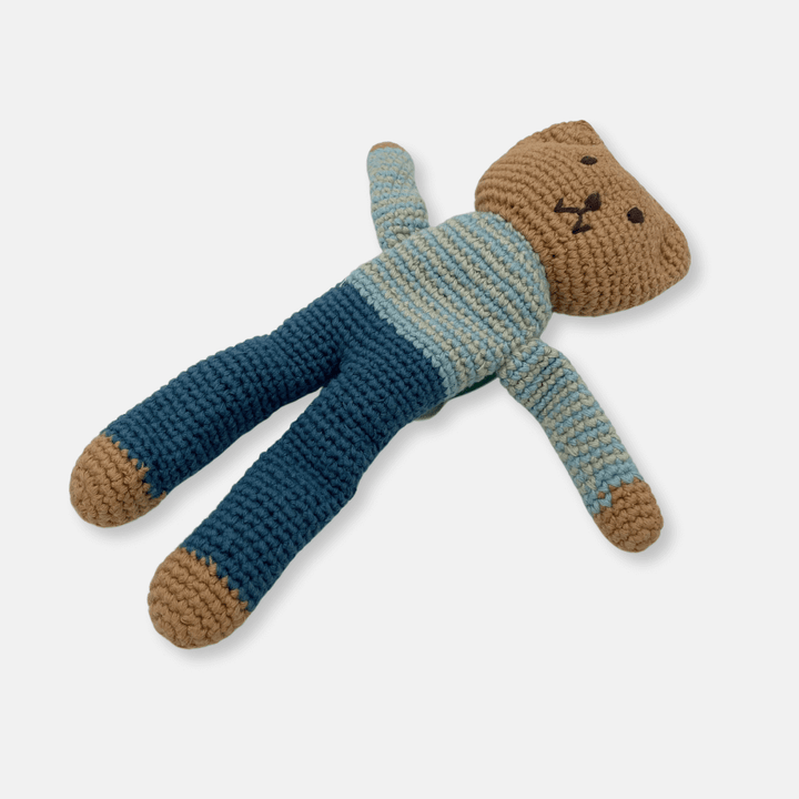 Blue Flat Teddy Bear Crochet Toy