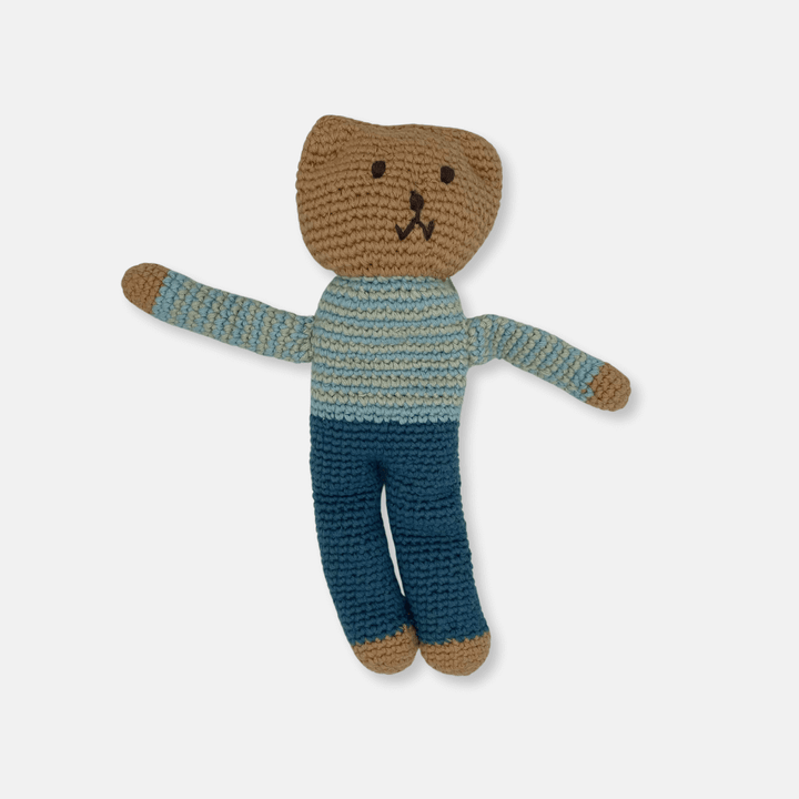 Blue Flat Teddy Bear Crochet Toy